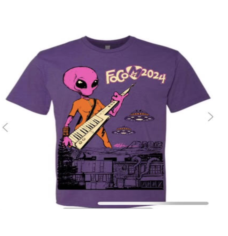 FoCoMX 2024 Purple tee with alien