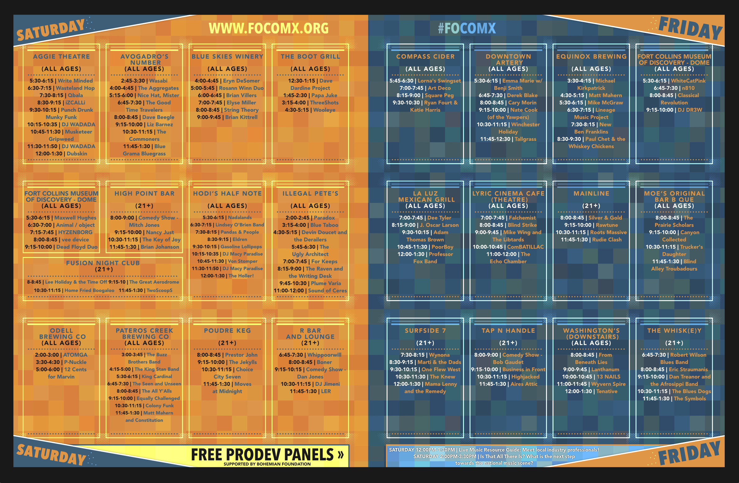 FoCoMX 2016 Saturday Schedule