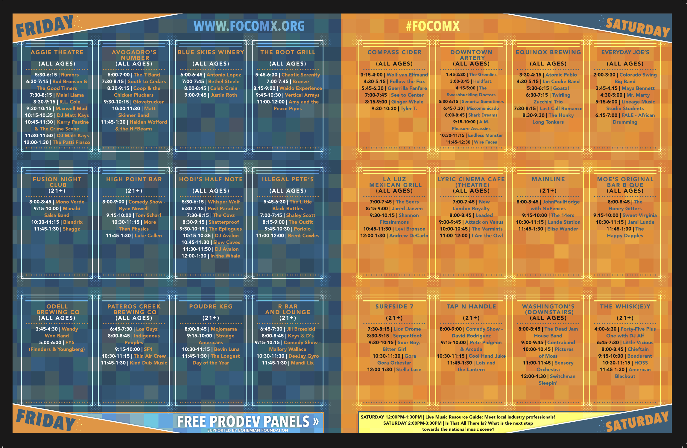 FoCoMX 2016 Friday Schedule