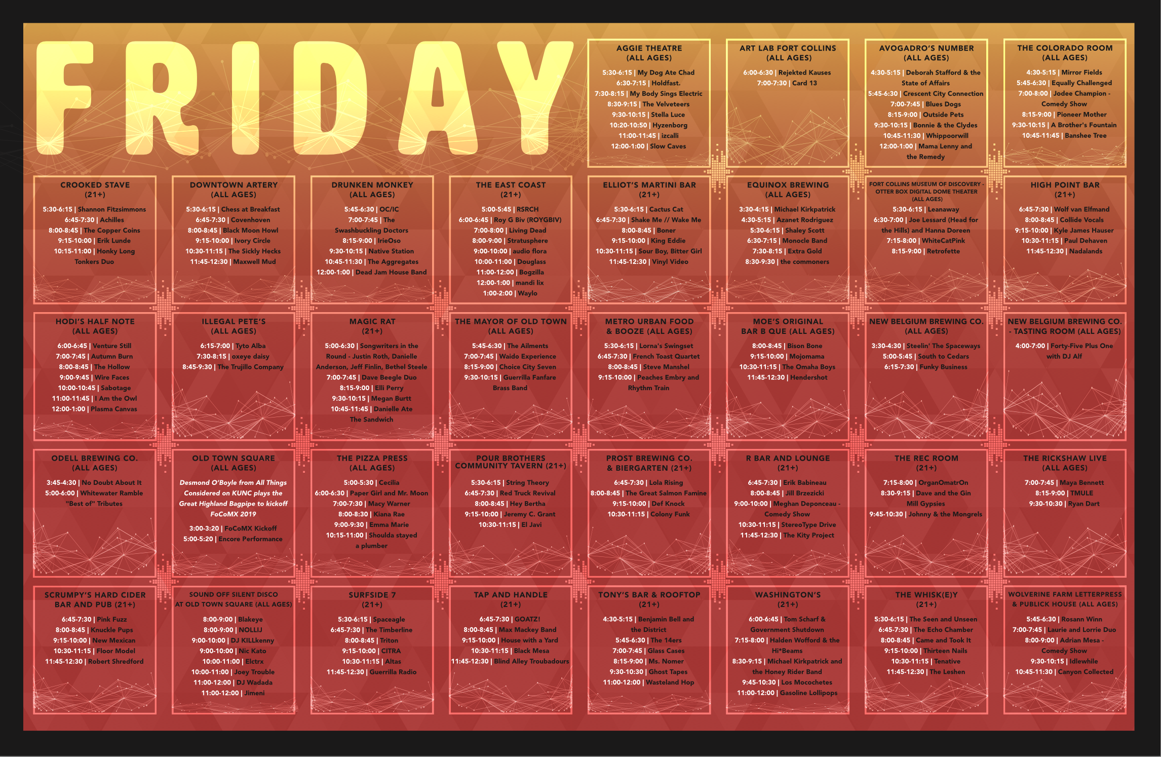 FoCoMX 2019 Friday Schedule
