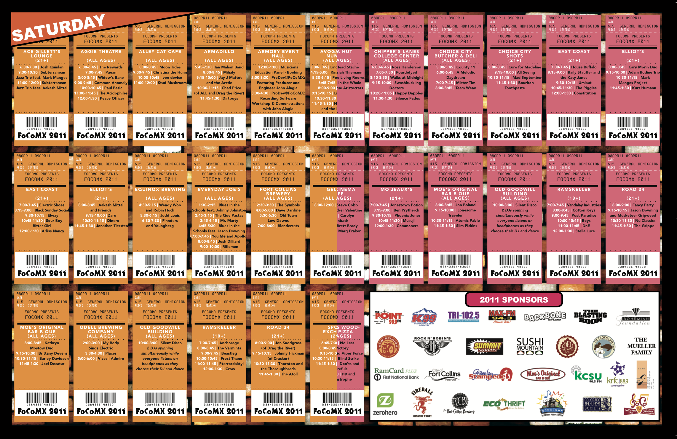 FoCoMX 2011 Saturday Schedule