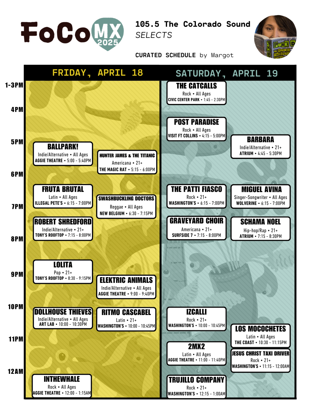 colorado sound schedule friday yellow saturday blue with full lineups