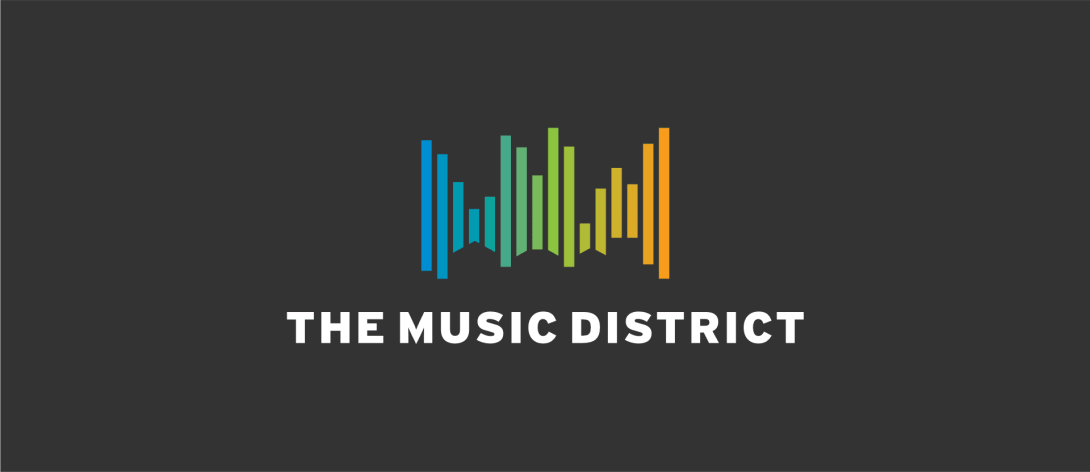 music district multi colored logo