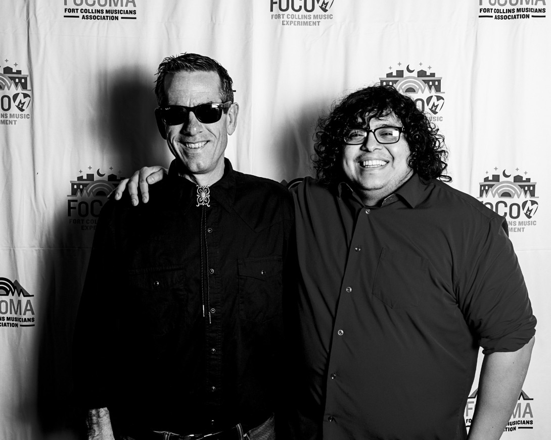 Guests at Peer Awards Photo by Marc Leverette standing in front of FoCoMA step-and-repeat 