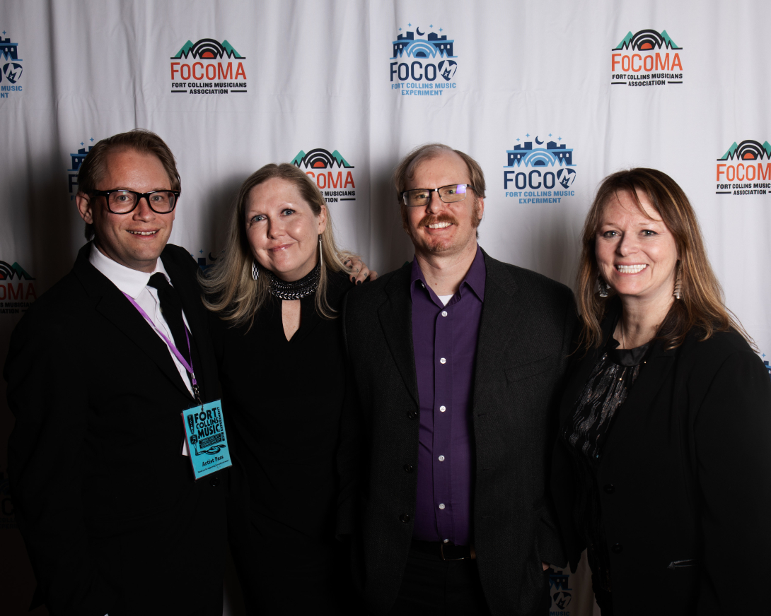 Guests at Peer Awards Photo by Marc Leverette standing in front of FoCoMA step-and-repeat 