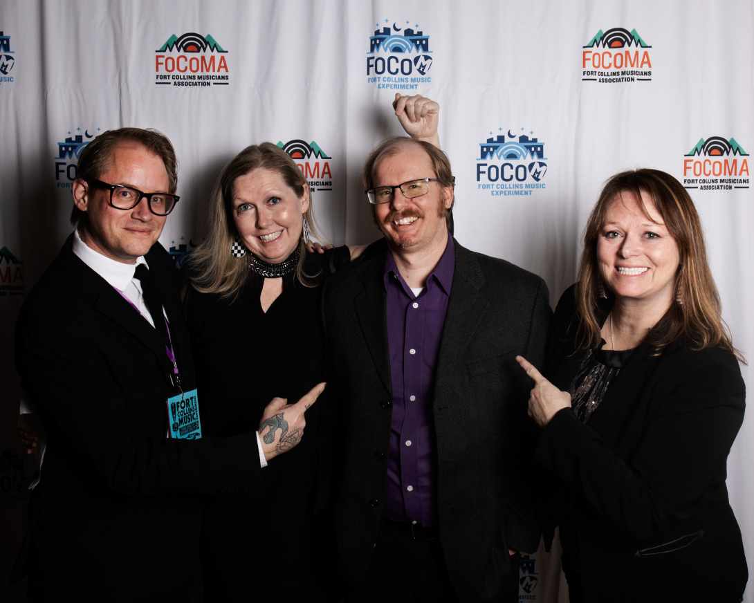 Guests at Peer Awards Photo by Marc Leverette standing in front of FoCoMA step-and-repeat 