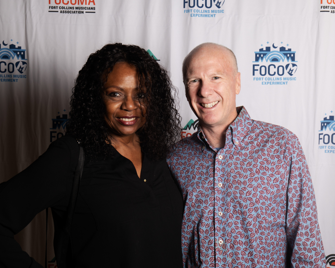 Guests at Peer Awards Photo by Marc Leverette standing in front of FoCoMA step-and-repeat 