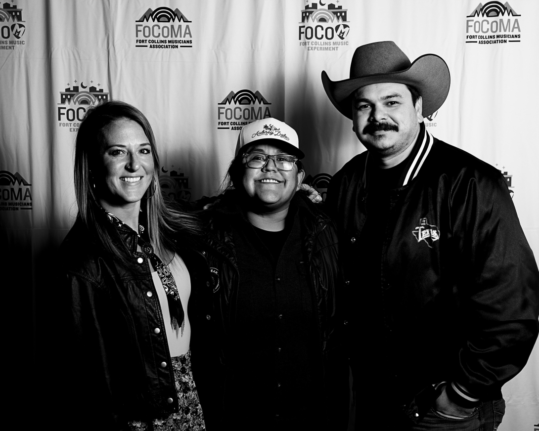 Guests at Peer Awards Photo by Marc Leverette standing in front of FoCoMA step-and-repeat 