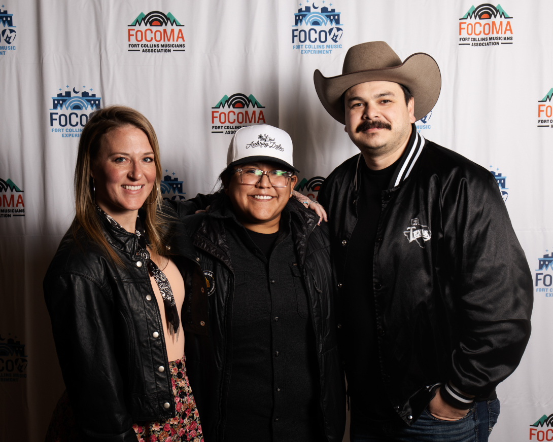 Guests at Peer Awards Photo by Marc Leverette standing in front of FoCoMA step-and-repeat 