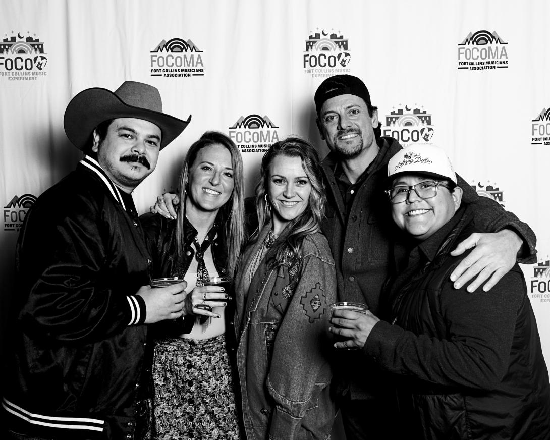 Guests at Peer Awards Photo by Marc Leverette standing in front of FoCoMA step-and-repeat 