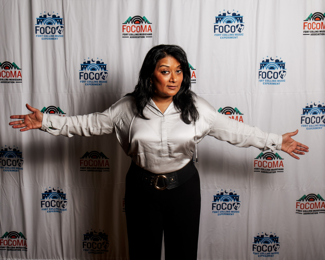 Guests at Peer Awards Photo by Marc Leverette standing in front of FoCoMA step-and-repeat 