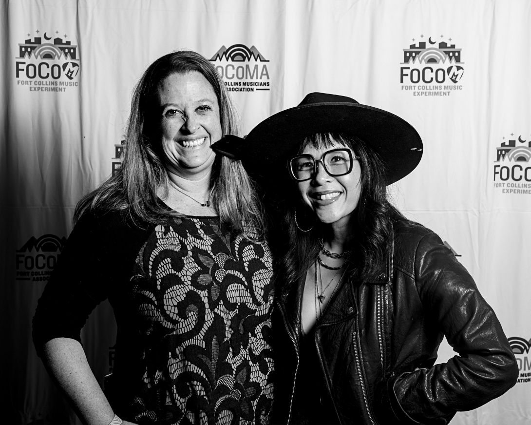 Guests at Peer Awards Photo by Marc Leverette standing in front of FoCoMA step-and-repeat 