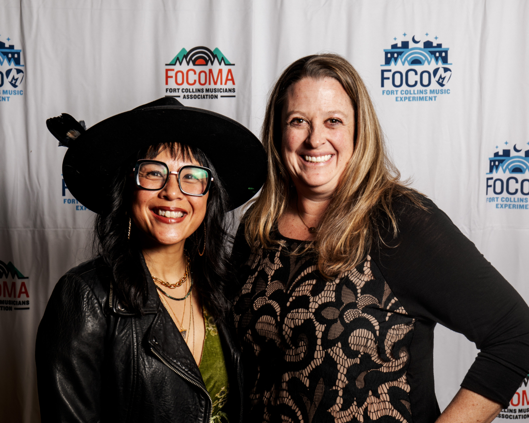 Guests at Peer Awards Photo by Marc Leverette standing in front of FoCoMA step-and-repeat 