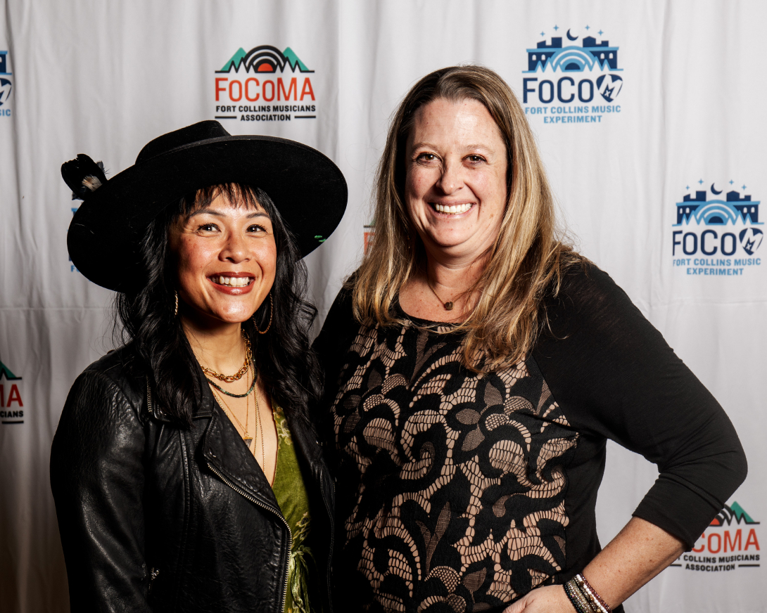 Guests at Peer Awards Photo by Marc Leverette standing in front of FoCoMA step-and-repeat 