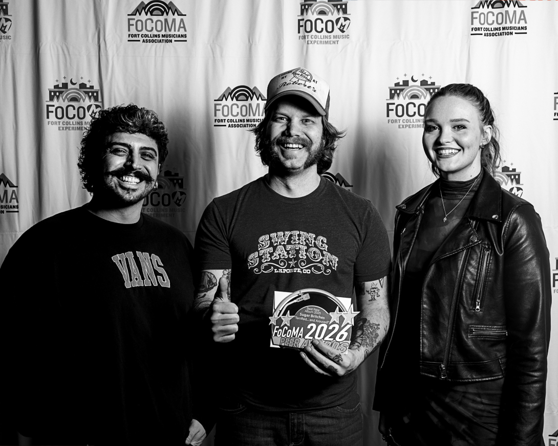 Guests at Peer Awards Photo by Marc Leverette standing in front of FoCoMA step-and-repeat 