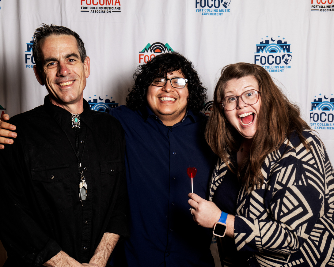 Guests at Peer Awards Photo by Marc Leverette standing in front of FoCoMA step-and-repeat 