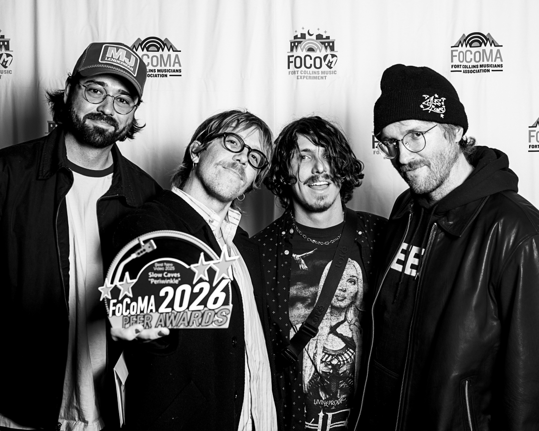 Guests at Peer Awards Photo by Marc Leverette standing in front of FoCoMA step-and-repeat 